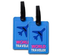 IPEA Luggage Tags for Travel Suitcases - 2 Units - Luggage Tags with Name - Classic High Strength Shockproof Plastic Tags for Trolley, Holiday - Airplane Design