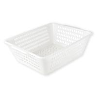 IPEA Multipurpose Rectangular Plastic Forest Basket - Made in Italy - 33 x 33 x 16 cm - Laundry Basket, Home, Bathroom, Laundry Basket - Basin with Holes - Perforated Container - White Tray