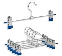 IPEA Slim Design Metal Trouser Hangers - Set of 6 - Space-Saving Stainless Steel Coat Hanger with Clips for Hanging Jeans, Skirts, Clothes, Accessories in Wardrobes and Closets