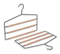 IPEA Trouser Hangers Space Saving Multi-Tier Wooden Metal Slim and Elegant Design 2 Pack - Tiered Hangers for Hanging Jeans, Clothes, Accessories in Closets