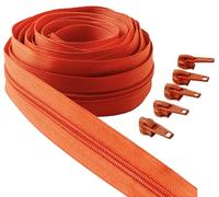 IPEA Zip Chain #5, 5m Long, 15 Metal Sliders, Nylon, Orange