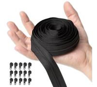 IPEA Zip Chain Continuous Size #3 Black - [5 Metres + 15 Metal Sliders] - Made in Italy - Zip Cut Out for Sewing, Clothing, Accessories - Width 30 mm - Black Grey