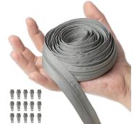 IPEA Zip Chain Continuous Size #3 Grey - [5 Metres + 15 Metal Sliders] - Made in Italy - Zip Cut Out for Sewing, Clothing, Accessories - Width 30 mm - Grey