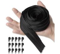 IPEA Zip Chain Continuous Size #5 Black - [5 Metres + 15 Metal Sliders] - Made in Italy - Zip Cut Out for Sewing, Clothing, Accessories - Width 30 mm - Black Grey