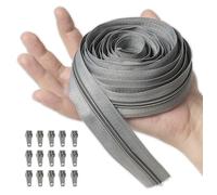 IPEA Zip Chain Continuous Size #5 Grey - [5 Metres + 15 Metal Sliders] - Made in Italy - Zip Cut Out for Sewing, Clothing, Accessories - Width 30 mm - Grey