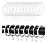 iPEAK 48 Pack Curtain Hooks Metal White Curtain Rings Hanging Hooks For Curtain Rods Pole, 30mm Internal Diameter (White, 48 Rings)