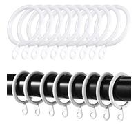 iPEAK 60 Pack Curtain Hooks Metal White Curtain Rings Hanging Hooks For Curtain Rods Pole, 30mm Internal Diameter (White, 60 Rings)