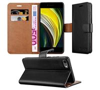iPEAK Case Compatible For iPhone SE 2022, SE 2020, 7, 8 Leather Flip Folio Book Kickstand Card Holder Wallet Cover Full Protection for iPhone Phone (Black)