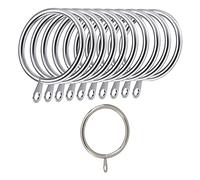 iPEAK Curtain Rings Hooks, Metal Curtain Rings Hanging Hooks For Curtain Rods Holder Pole, 30mm Internal Diameter (60 Pack Silver)