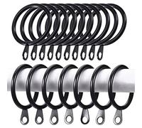 iPEAK Curtain Rings Hooks, Metal Curtain Rings Hanging Hooks For Curtain Rods Holder Pole, 30mm Internal Diameter (60 Pack Black)