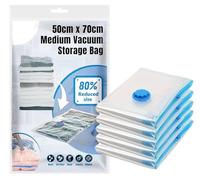 iPEAK Vacuum Storage Bags Medium 50x70cm Airtight Valve and Waterproof Space Saving Compression Pouches For Store Clothing, Bedding, Pillows, Duvets, Curtains, Blankets, Coats (6-Pack)