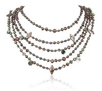 IPEARL Elegant 24" Multi-Strand Freshwater Pearl Necklace with 4-5mm Multicolor Rice Pearls Silver Clasp, Gift for Mother, Wife, Anniversary Luxury Jewelry Gift, 24", Pearl, Pearl