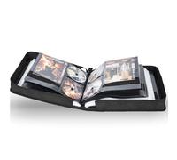 IPEB 200 CD Storage Wallet with 100 Booklet Pockets | Large Capacity Media Disc Organiser Holder for DVD, Audio Music | Protective Zippered Case (Black)