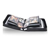 IPEB CD Storage Bag DVD Wallet Case Disc Organizer, 144 Disk Units, Black | 72 Booklet Pockets, With Zipper, Compact & Lightweight,Audio Music Media Storage, Holder Bag