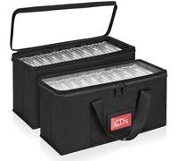 IPEB CD Storage Box, 2 CD Boxes, CD Storage Bag (34 x 16 x 14 cm), for a Total of 40 CDs, CD Collector Bag with Carry Handle, CD Case with Transparent Lid for Easy Access