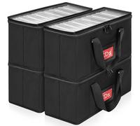 IPEB CD Storage Case, DVD Storage Box, CD/DVD Storage Bag with Carry Handle, CD/DVD Bag with Clear Lid (Black CD Case, 4-Pack)
