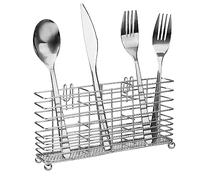 iPEGTOP 304 Stainless Steel Cutlery Utensil Holder Drying Rack Basket with Hooks, Sturdy Flatware Silverware Storage Organizer Drainer Rack - Rustproof for Kitchen Forks Knives and Spoons
