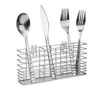 iPEGTOP Cutlery Utensil Holder, Flatware Silverware Organizer Drainer Rack with Hooks - Rust Proof Flatware Storage for Kitchen Forks Knives and Spoons Dish Drying Rack, 304 Stainless Steel
