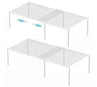 iPEGTOP Freezer Cabinet Storage Shelf, Expandable Metal Rustproof Spice Rack, Adjustable Kitchen Organizer Counter Fridge Pantry Shelf Space Saver, White, Set of 2