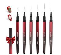 Ipencillo Nail Art Brushes, 6 Pcs Nail Art Liner Brushes Set, Nail Brushes for Art Lines, Details, Edge and Plaid Drawing, Nail Art Brushes with Cap, Gel Liner Brushes Sizes 6/9/12/15/18/25 mm, Black