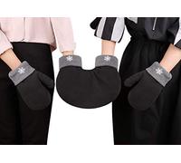 IPENNY 3 Pcs Christmas Couple Gloves Cold Weather BF&GF Holding Hand Gloves Winter Warm Mittens Romantic Lover Mittens Thermal Sweethearts Santa Couples Mittens Gloves (Style 1-Black, One Size)
