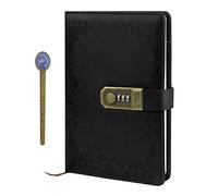 IPENNY A5 Vintage Leather Journal with Combination Lock Digital Password Journal with Bookmark Pen Loop Retro Privacy Notebook Writing Travel Diary Locking Journal, 100 Sheets