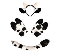 IPENNY Kids Halloween Cow Costume Accessories Set 3 PCS Animal Ears Headband, Paw & Tail Set Plush Donkey Fancy Dress Theme Party Cosplay Birthday Carnival Stage Performance Props Kids Boys and Girls