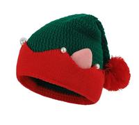 IPENNY Knitted Elf Christmas Hat with Ears Xmas Santa Claus Hat with Pom Pom Decorations Fun Stocking Fillers Special Festive Surprises for New Year Holiday Party (Style-2)
