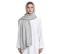 IPENNY Ladies Printed Hijab Scarf Islamic Muslim Ramadan Headscarf 190 * 70cm Long Soft Shawl Wrap for Arab Middle East Dubai Palestinian Muslim Women Head Neck Covering (Grey)