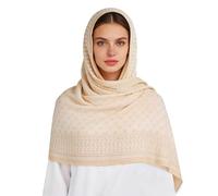 IPENNY Ladies Printed Hijab Scarf Islamic Muslim Ramadan Headscarf 190 * 70cm Long Soft Shawl Wrap for Arab Middle East Dubai Palestinian Muslim Women Head Neck Covering (Gold)