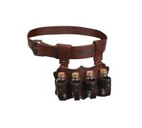 IPENNY Medieval PU Leather Alchemist's Belt with 4 Removable Multiple Potion Bottles Halloween Cosplay Costume Wizard Waist Side Pack for LARP Ren Faire (Brown)