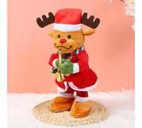 IPENNY Playing Saxophone Santa Claus Toy Electric Funny Singing Dancing Santa/Snowman/Reindeer Musical Christmas Doll Light-up Holiday Ornament Xmas Gift for Kids Family (Reindeer)
