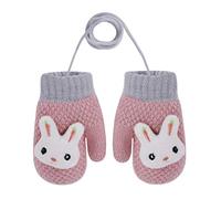 IPENNY Toddler Magic Stretch Mittens Thick Plush Lined, Winter Baby Boys Girls Knitted Gloves Warm Fluffy Full Finger GlovesCold Weather Ski Gloves for 0-6 Y (Style L-Pink, L*W: 12 * 7cm for 0-3Y)