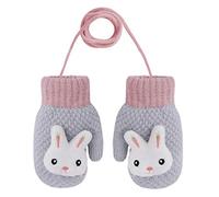 IPENNY Toddler Magic Stretch Mittens Thick Plush Lined, Winter Baby Boys Girls Knitted Gloves Warm Fluffy Full Finger GlovesCold Weather Ski Gloves for 0-6 Y (Style L-Grey, L*W: 12 * 7cm for 0-3Y)