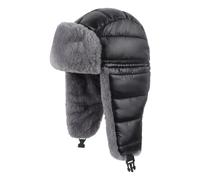 IPENNY Winter Warm Waterproof Trapper Hat with Fluffy Lining Thermal Windproof Ear Flaps Hat Cold Weather Snow Cap Russian Ushanka Hats for Skiing Skating Cycling Hunting (UK, Alpha, One Size, Black)