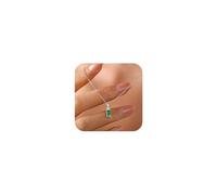 IPEPPY 14K Gold Plated Birthstone Necklace for Women 925 Sterling Silver Emerald Baguette Pendant Choker Necklaces Dainty Green Cubic Zirconia Chain Necklace Birthday Jewelry Gifts, 42+3 CM, Sterling