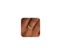 IPEPPY Gold Birthstone Rings for Women Non Tarnish 14K Gold Plated Stackable Ring Dainty CZ Olive Green Baguette Gemstone Rings for Mom Wife Jewelry Gift for Birthday Engagement Wedding, 8, Sterling