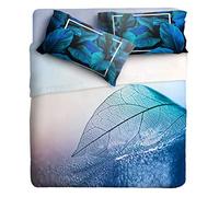 IPERSAN Double Bed Sheet Set, 100% Cotton Percale, 1 Flat Sheet 260 x 300 cm + 2 Pillowcases 83 x 52 cm, Floral Pattern, Reverse Frill, High Resolution Digital Print, Made in Europe