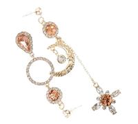 Ipetboom 1 Pair Baroque Moon Dangle Earrings for Women Vintage Rhinestone Asymmetrical Design Elegant Long Tassel Statement Earrings for Special Occasions