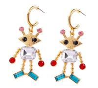 Ipetboom 1 Pair Creative Robot Earrings for Women Golden Alloy with Retro Style Ear Jewelry for Parties Anniversaries and Daily Wear present for Celebrations