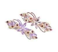 Ipetboom 1 Pair Hairpin Clip Pretty Wedding Rhinestone Bejeweled Small Floral Sparkling Hair Clips Flower Large Hair Clips for Women Braid Gems Barrettes Wow Girl Formal Gold Zinc Alloy