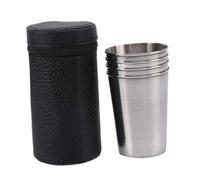 Ipetboom 1 Set Camping Metal Cup Set Stainless Steel Wine Cups with Sleeve Portable Drinkware for Outdoor Adventures for Whiskey Water Juice and More