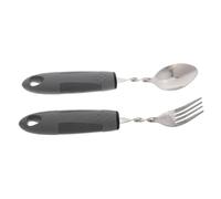 Ipetboom 1 Set Weighted Adaptive Utensils Set for Elderly Ergonomic Stainless Steel Fork and Spoon with Comfortable Rubber Handles Bendable Design for Independent Eating Nursing Homes