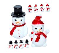 Ipetboom 10 Pcs Mini Christmas Snowman Figurines Resin Small Holiday Decorations for DIY Fairy Garden Dollhouse Xmas Party Favors with Black and Red Hats