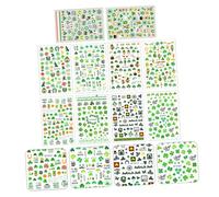 Ipetboom 10 Sheets Decorative Nail Decals Clover Nail Art Stickers Assorted Color Creative Classic Irish Festival Elements Design Easy to Use Accessories