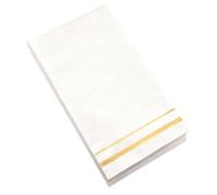 Ipetboom 100pcs Gold Foil Napkins Wedding Party Serviettes White Embossed Disposable Banquet Tableware for Birthday Celebration