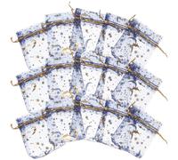 Ipetboom 100Pcs Navy Blue Jewelry Mesh Bags with Drawstring Organza Pouches Featuring Foil Star and Moon Design for Party and Wedding Use