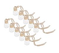 Ipetboom 10Pcs 8Ml Wooden Car Perfume Bottles Set, Empty Car Hanging Essential Oil Diffuser Pendant for Auto Fragrance Decor and Interior Use
