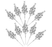 Ipetboom 10pcs Artificial Christmas Berry Stems Silver Snowflake Faux Berries Picks for DIY Christmas Tree Decorations Holiday Floral Arrangements Festive Home Decor