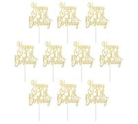 Ipetboom 10pcs Birthday Cake Topper with Elegant Gold Accents Flexible Birthday Cupcake Picks and Anniversary Party Decorations Premium Cake Inserts for Milestone Celebration